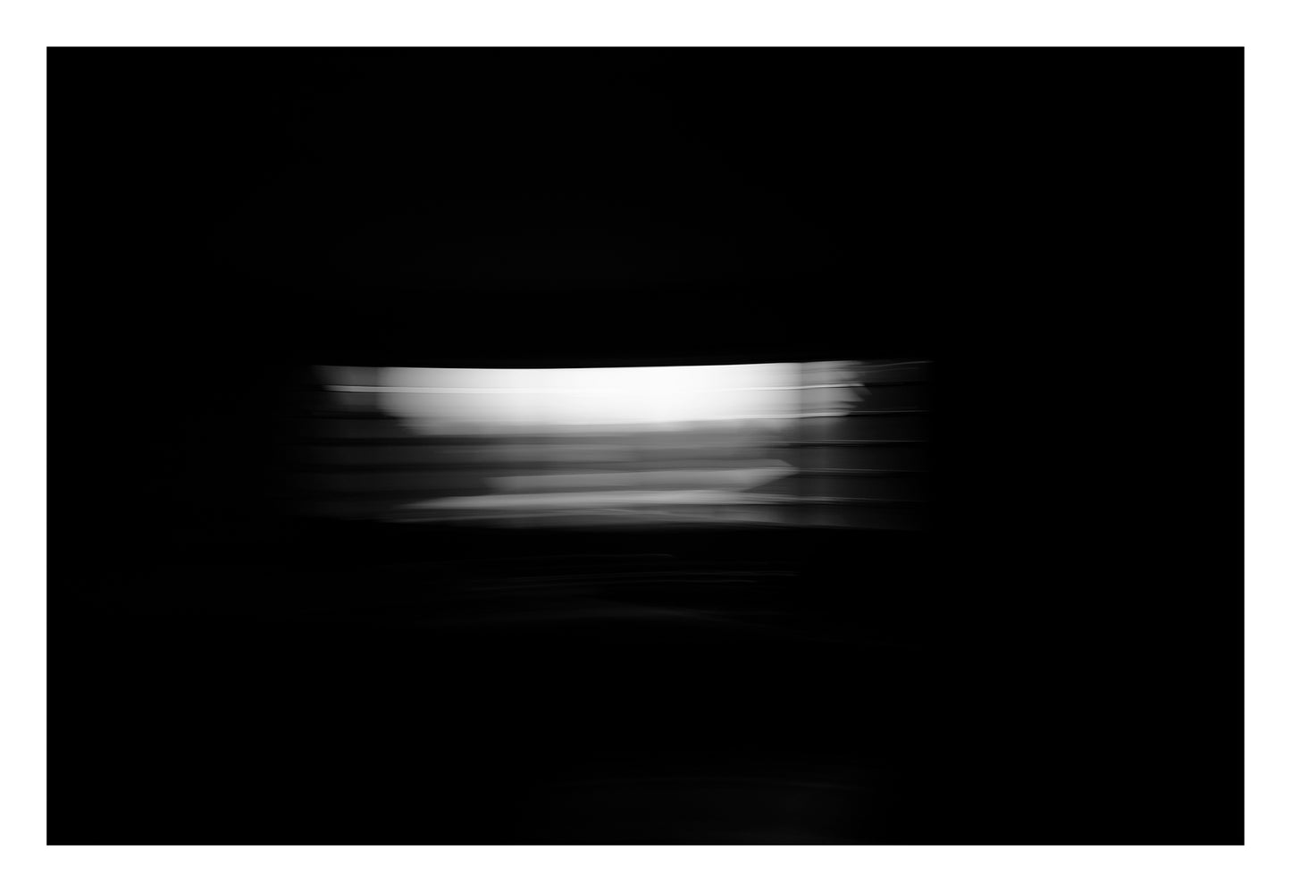 Dancing into the Light 7868 - 104x74cm, monochrome fine art print of light movement captured in minimalist form, limited edition by Raymond Mather, ART1.