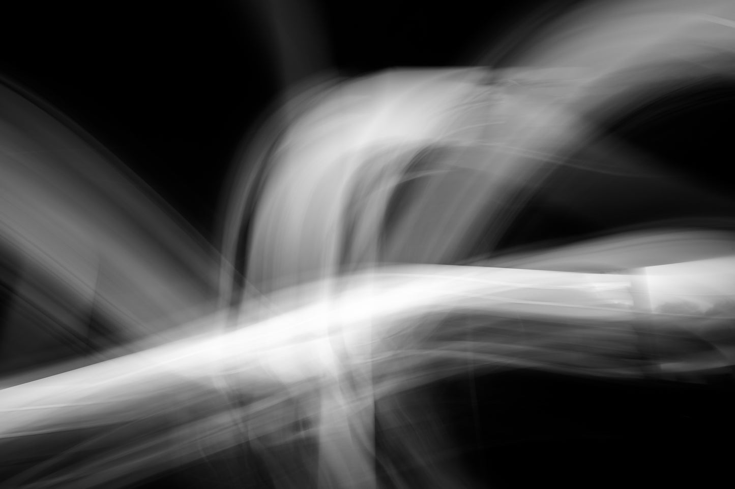 Dancing into the Light 7889v3 - 90x60cm, fine art black and white print of luminous light trails in motion, limited edition by Raymond Mather, ART1.