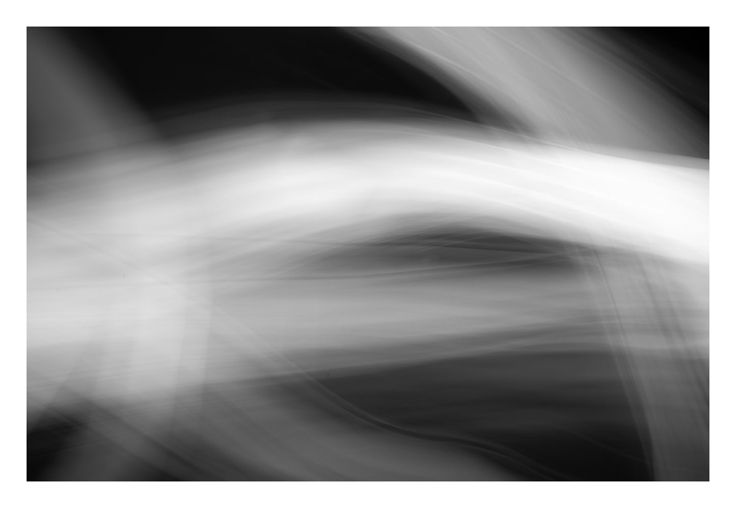 Dancing into the Light 7891 - 104x74cm, black and white abstract light drawing capturing energy and flow, limited edition fine art print by Raymond Mather, ART1.