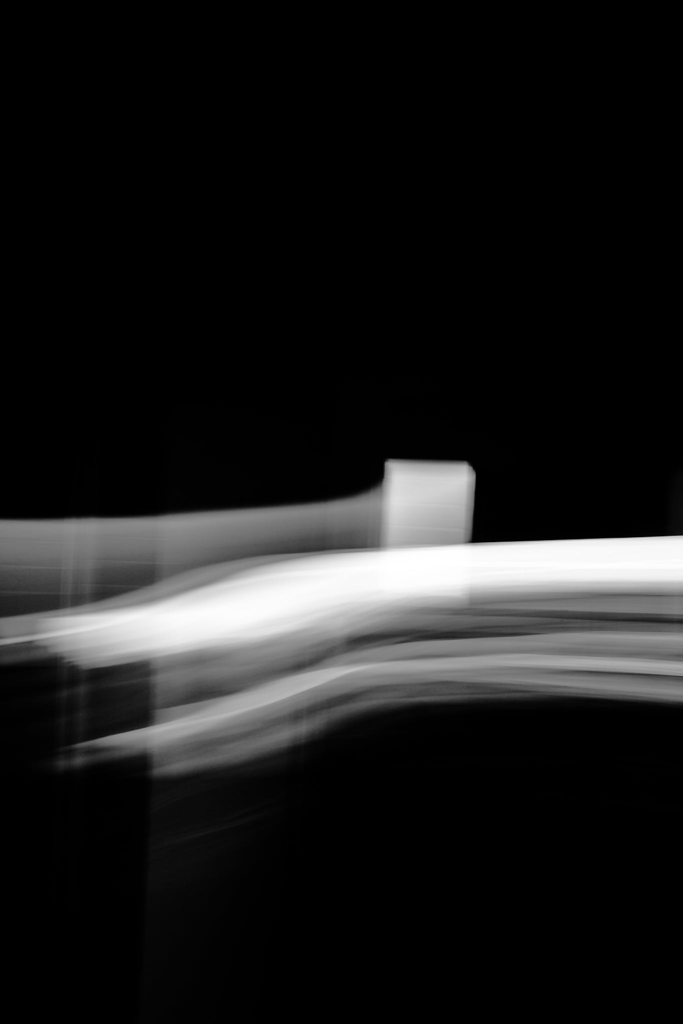 Dancing into the Light 7893v3 - 60x90cm, abstract black and white light drawing with gentle fluid motion, limited edition fine art by Raymond Mather, ART1.