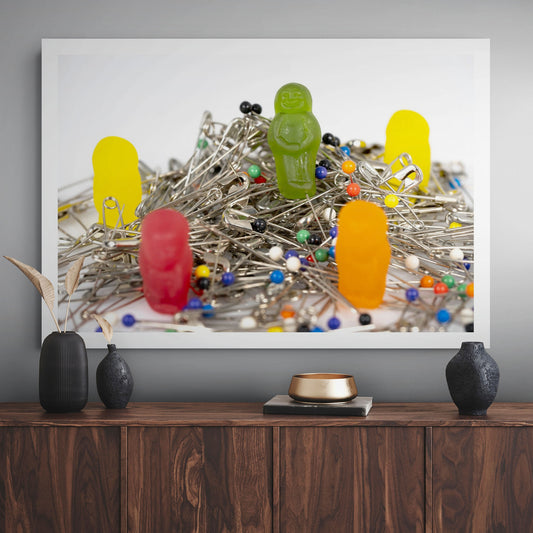 Needles And Pins - 266982v1 displayed as a large landscape photographic artwork above a dark timber sideboard.