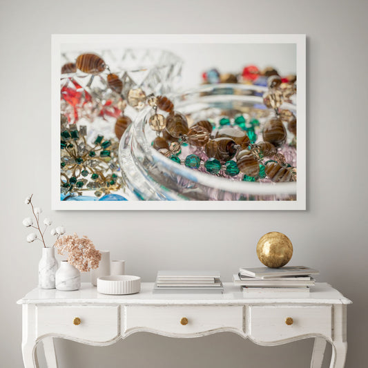 Still Life artwork of gems and jewels by Australian photographer Raymond Mather at ART1 Fine Art Photography, situated in Art Placer room view.