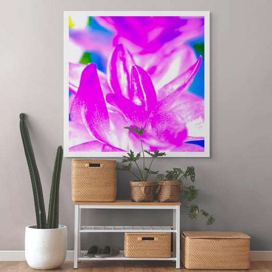 POP Art Collection Flowers - Ginger Flowers 1802v6 - Room View, vibrant ginger flower fine art print with pink and magenta stylised petals, limited edition by Raymond Mather, ART1.