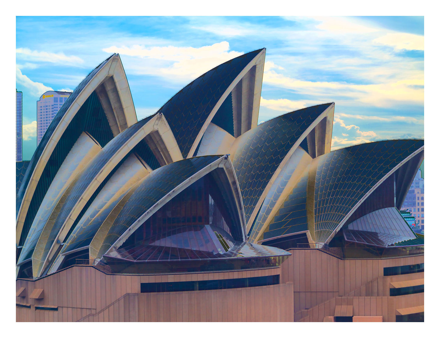 POPscape Sydney - Opera House Sails 0133v43 - 104x81.5cm, vivid blue sky Pop Art style of Sydney Opera House sails, fine art limited edition print.