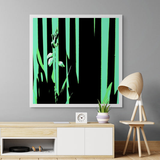 Xtra POP Set - Garden Flower - 188657E5v40 - Room View, Pale botanical form in front of black and mint green vertical graphic background with a minimalist Pop Art aesthetic.