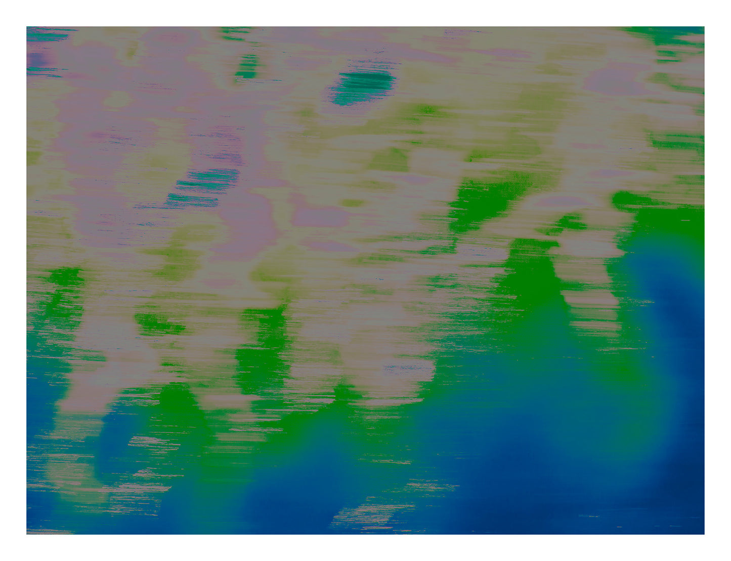 Xtra POP Set - Global Roaming - Oceanic Markings - Coral Sea - 140059v33 - 104x81.5cm, Abstract coastal artwork with green, lavender, and deep blue hues evoking water movement. Limited edition fine art print.