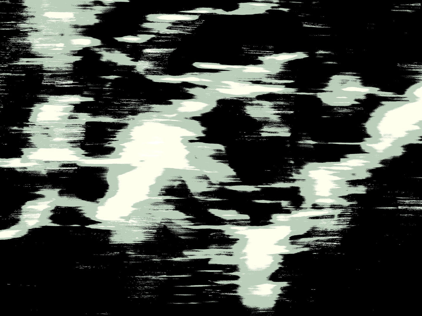 Xtra POP Set - Global Roaming - Oceanic Markings - Coral Sea - 140066v38 - 90x67.5cm, Abstract artwork with pale green and black high-contrast patterns suggesting sonar or phosphorescent ocean trails. Limited edition.