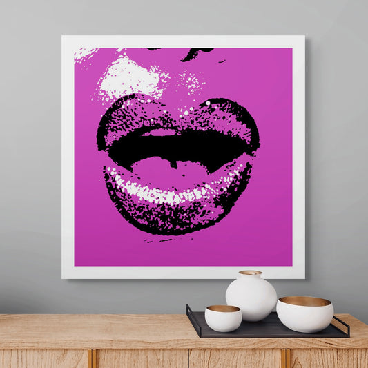 Xtra POP Set - Lips - Lipsync Glitter - 199593v907 - Room View, Pop art magenta lips with white glitter accents and bold black contrast, limited edition fine art print.