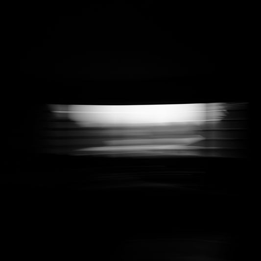 Dancing into the Light 7868 - Close Detail View, monochrome fine art print of light movement captured in minimalist form, limited edition by Raymond Mather, ART1.