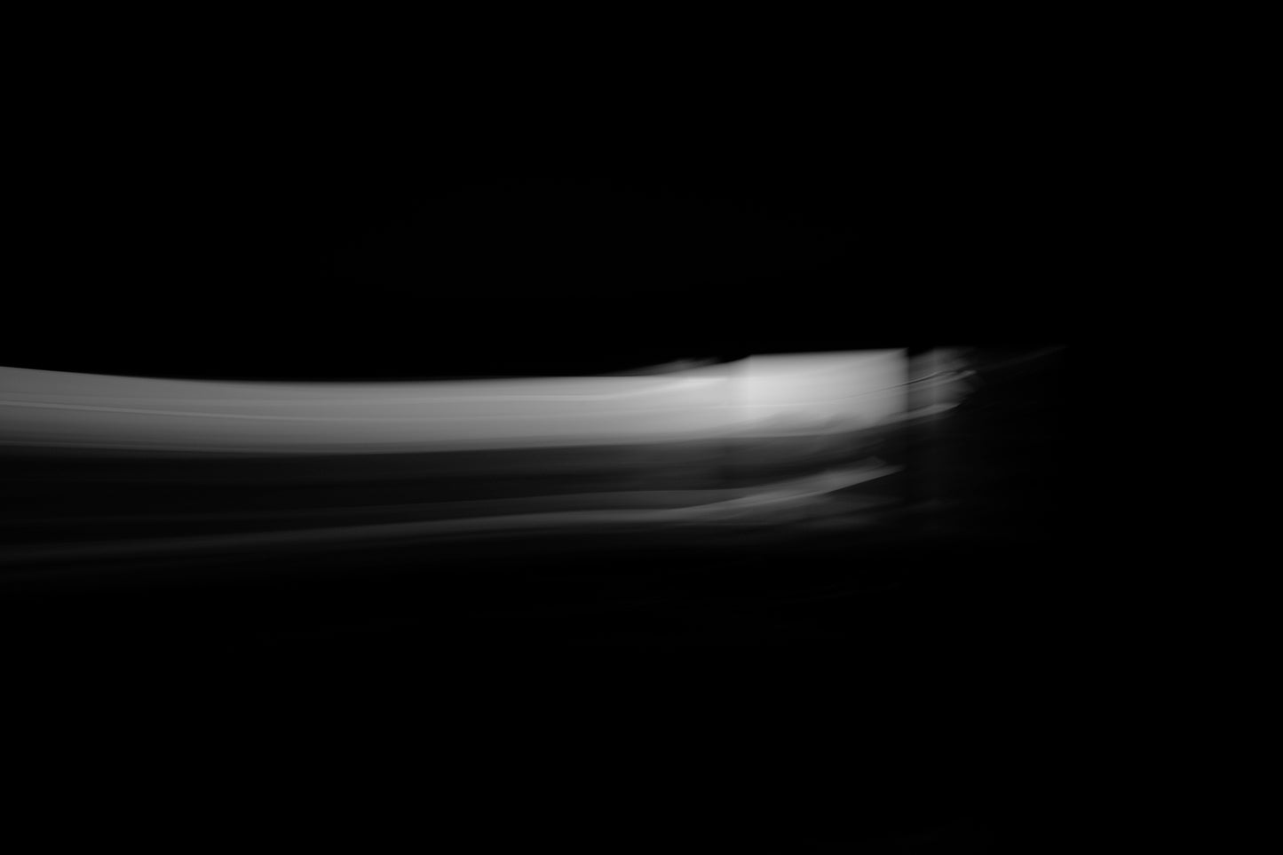 Dancing into the Light 7872 - 90x60cm, minimalist black and white abstract light drawing with dynamic flow, fine art limited edition print by Raymond Mather, ART1.