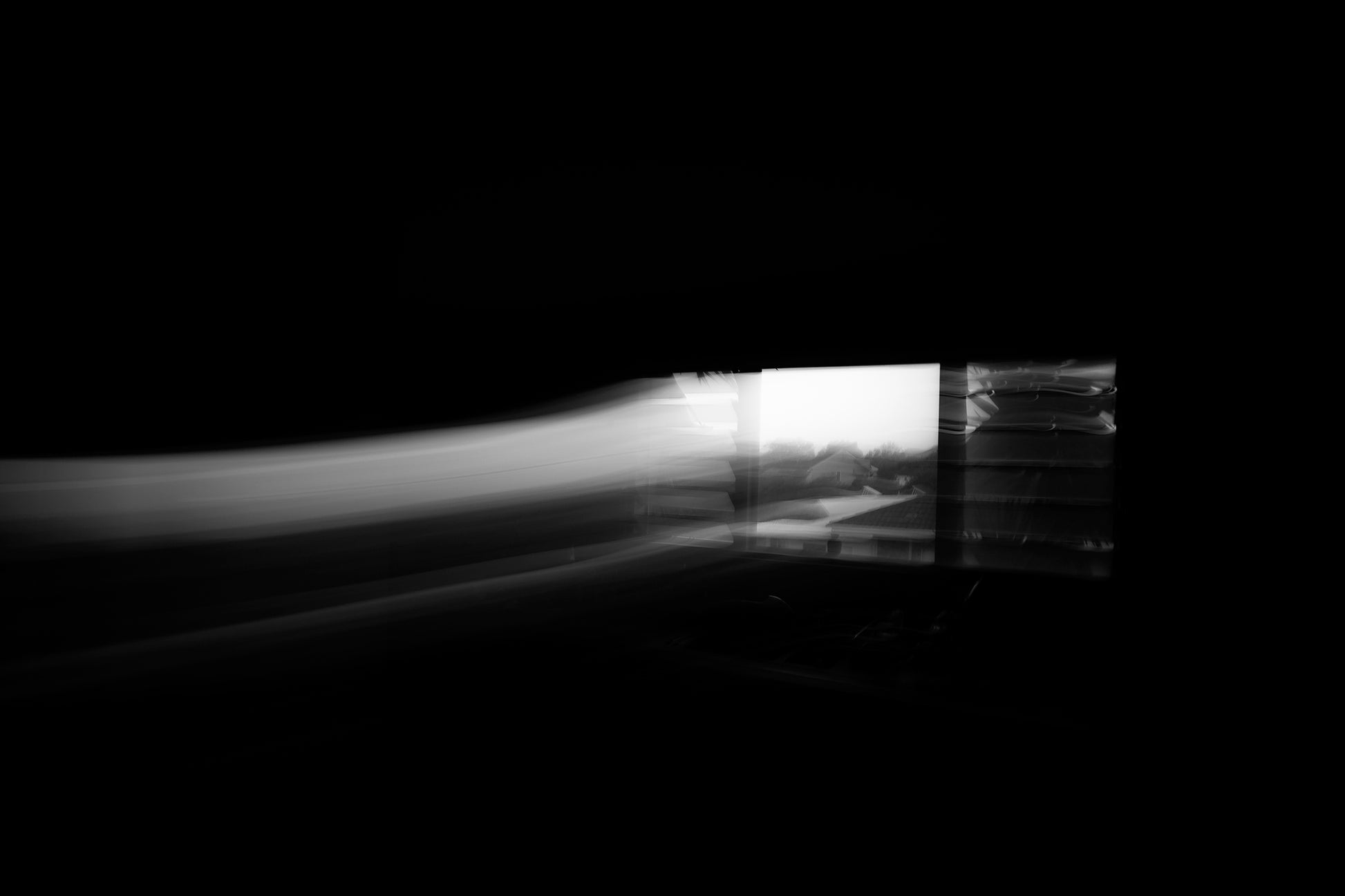 Dancing into the Light 7874 - 90x60cm, expressive black and white artwork featuring light and movement, limited edition fine art print by Raymond Mather, ART1.