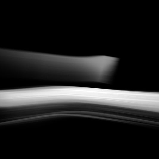Dancing into the Light 7882v3 - Close Detail View, monochrome light-drawn artwork capturing fluid movement, limited edition fine art by Raymond Mather, ART1.