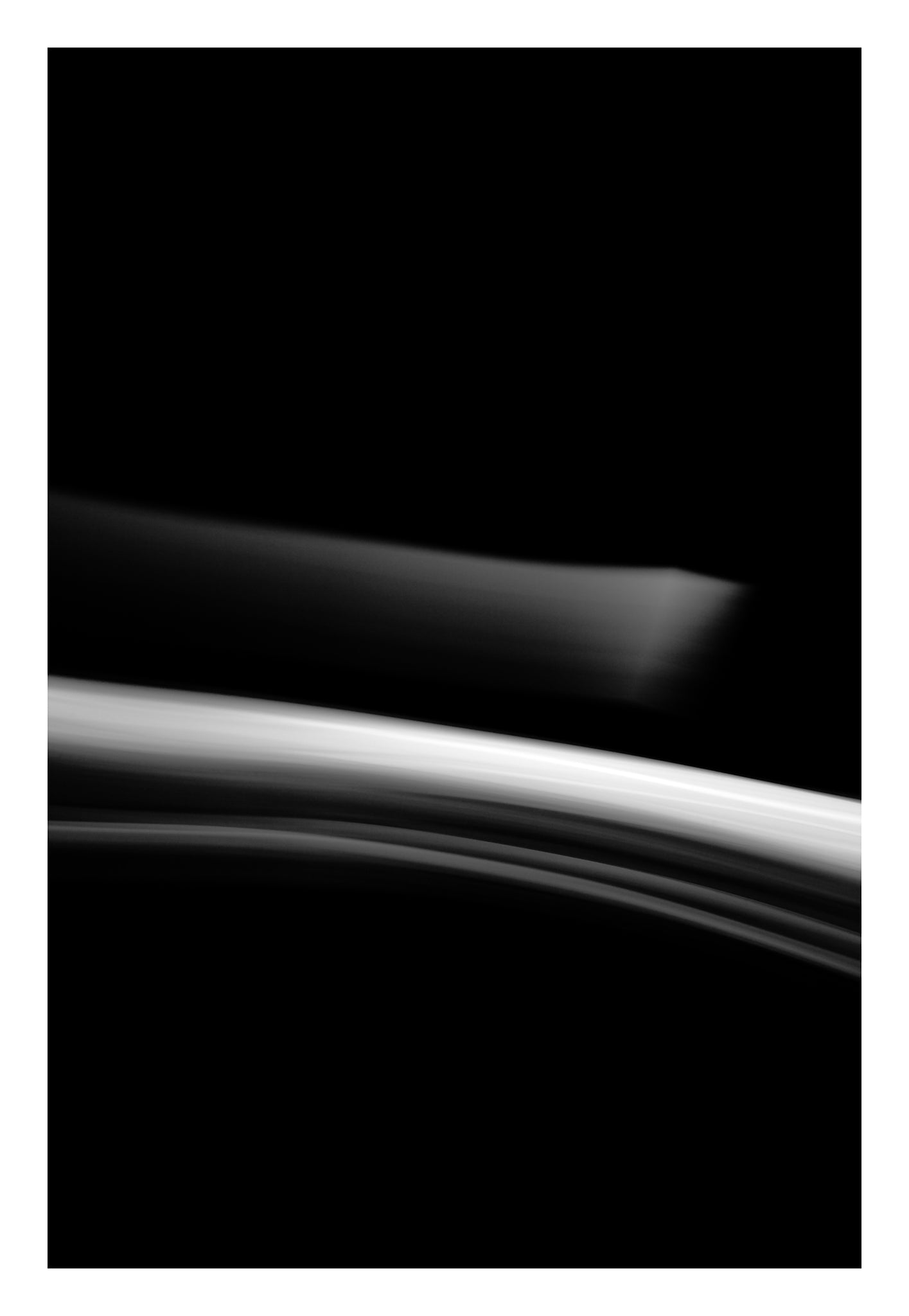 Dancing into the Light 7883v3 - 74x104cm, abstract black and white light drawing with soft flowing motion, fine art limited edition print by Raymond Mather, ART1.