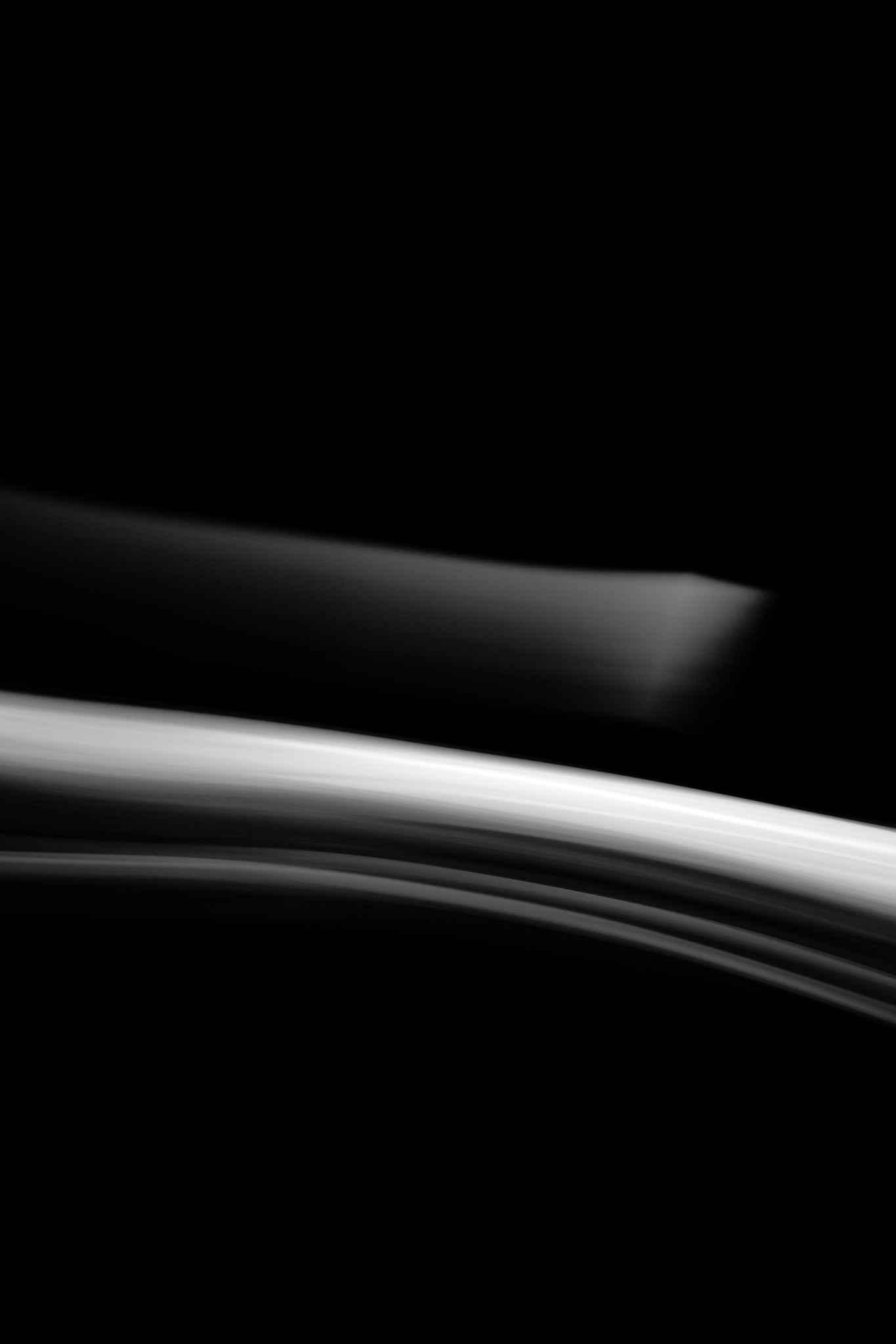 Dancing into the Light 7883v3 - 60x90cm, abstract black and white light drawing with soft flowing motion, fine art limited edition print by Raymond Mather, ART1.