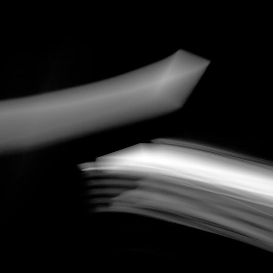 Dancing into the Light 7886v3 - Close Detail View, black and white minimalist coastal photograph with soft horizon glow, limited edition fine art print by Raymond Mather, ART1 collection.