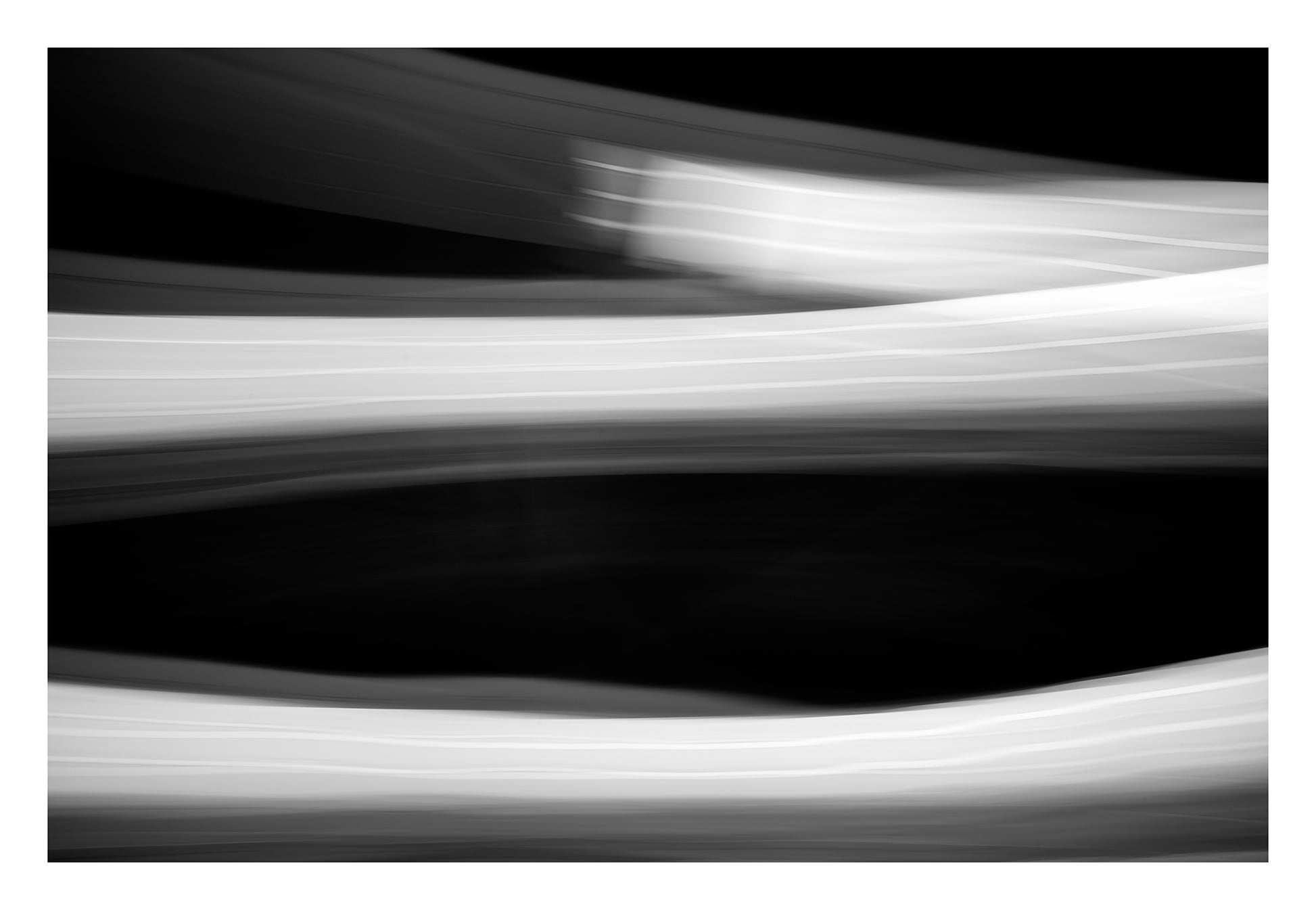 Dancing into the Light 7890v3 - 104x74cm, minimalist monochrome artwork of drawn light expressing movement, limited edition fine art by Raymond Mather, ART1.