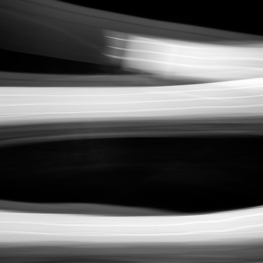 Dancing into the Light 7890v3 - Close Detail View, minimalist monochrome artwork of drawn light expressing movement, limited edition fine art by Raymond Mather, ART1.