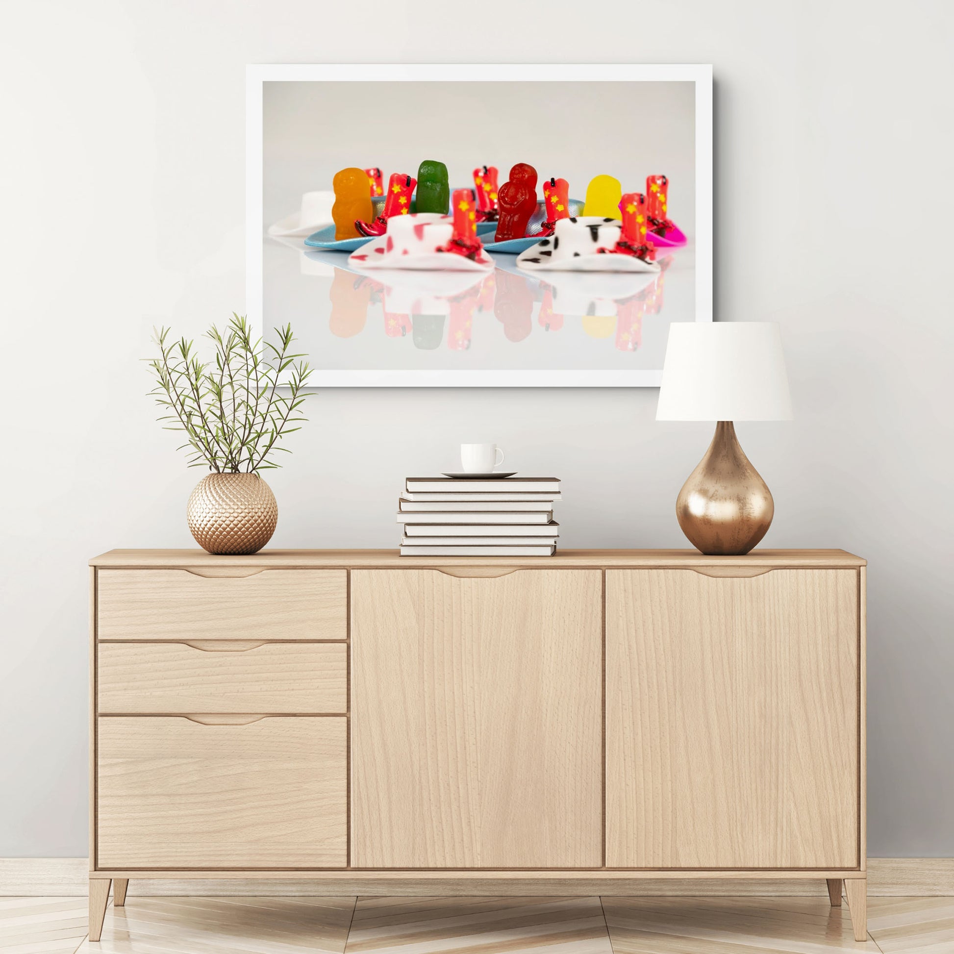 Boot Scootin Baby 266828v1 by Raymond Mather displayed as contemporary photographic wall art in a modern interior.