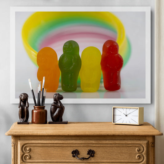 Circle of Friends - 267084v1 displayed as a large landscape photographic artwork above a timber cabinet in a contemporary interior.