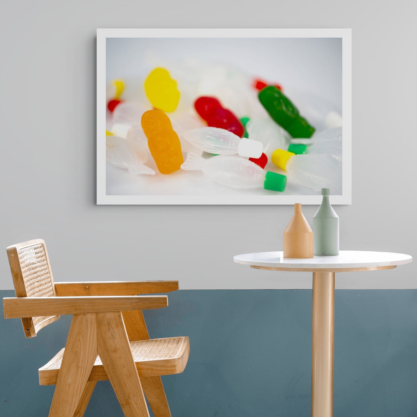 Plenty of Fish in the Sea - 266390v1 displayed as a large landscape photographic artwork in a contemporary interior with timber furniture.