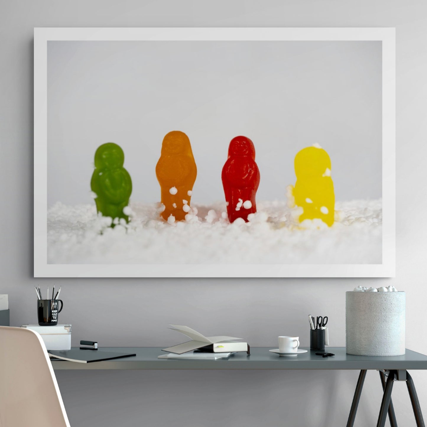 Snow Babes - 267029v1 by Raymond Mather displayed in a contemporary interior.