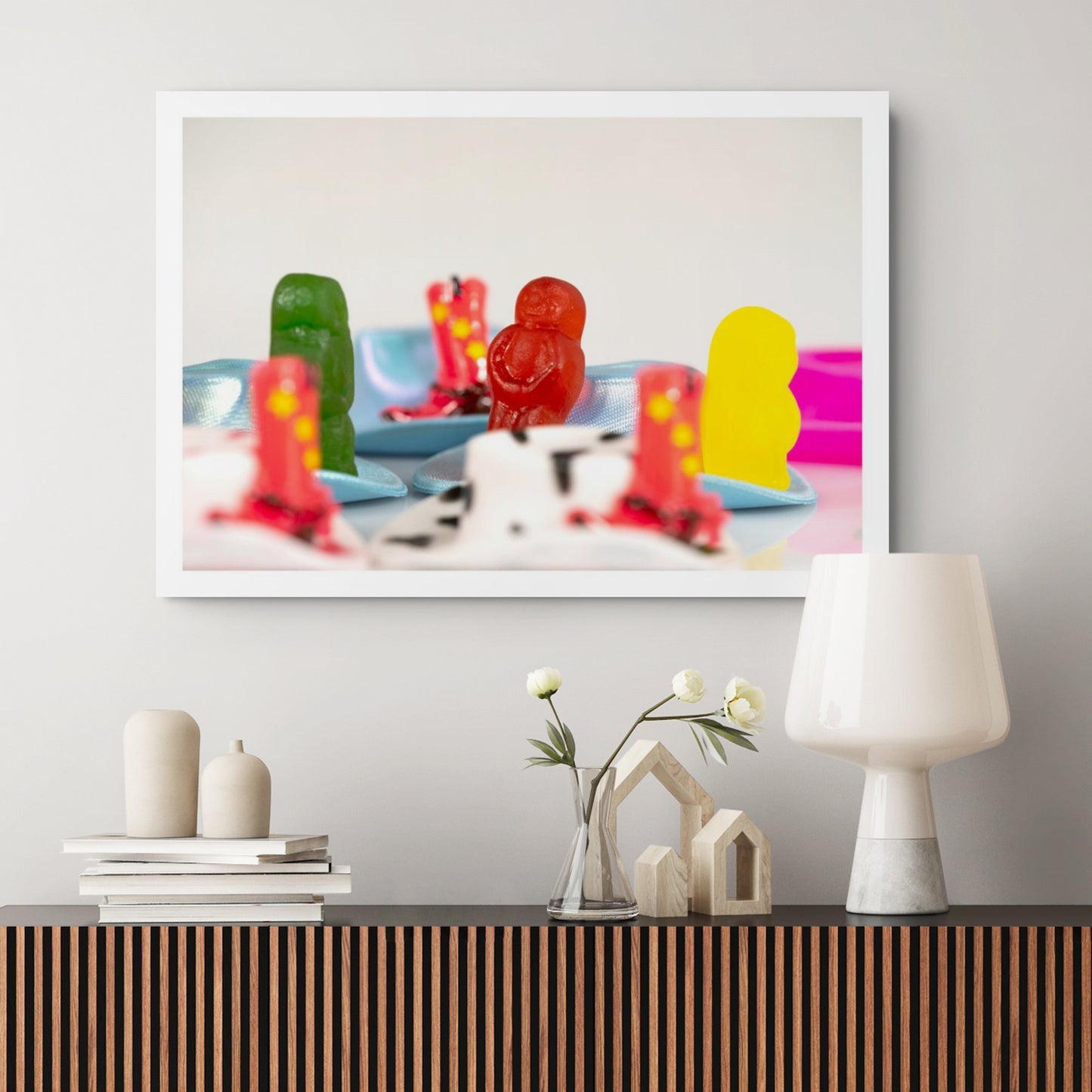 Boot Scootin Baby photographic artwork by Australian photographer Raymond Mather displayed in a contemporary interior, ART1.