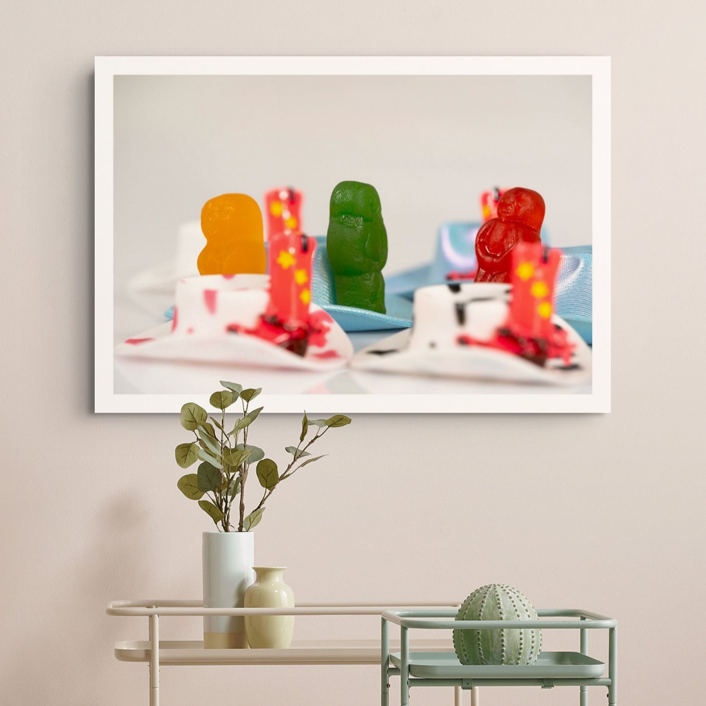 Boot Scootin Baby photographic artwork by Australian photographer Raymond Mather displayed in a contemporary interior, ART1.
