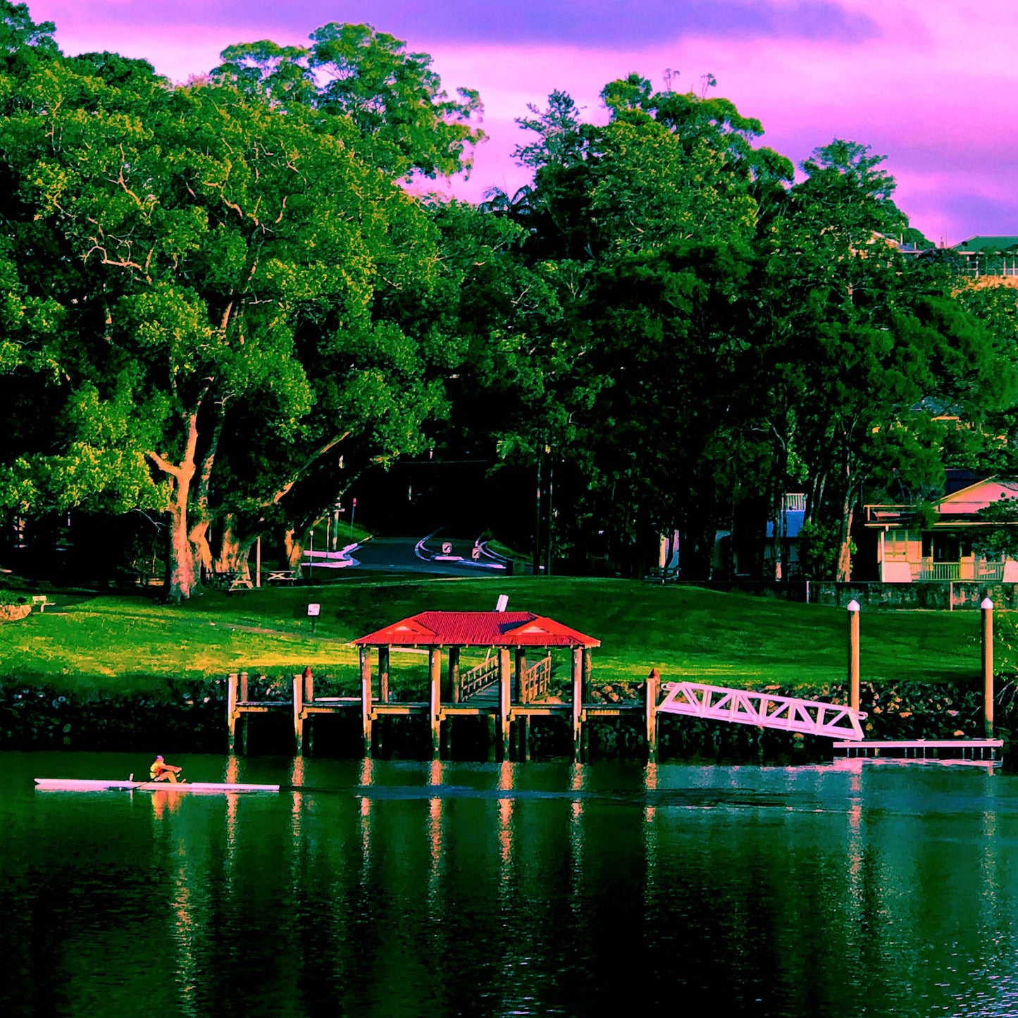 Vivid Country - Murwillumbah - The Daily Drive - River Jetty Rower - 90x67.5cm Horizontal (#197810v13)