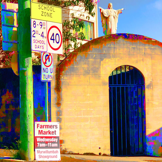 Vivid Country - Murwillumbah - The Daily Drive - Town - Church Corner - 67.5x90cm Vertical (#197664v2F)