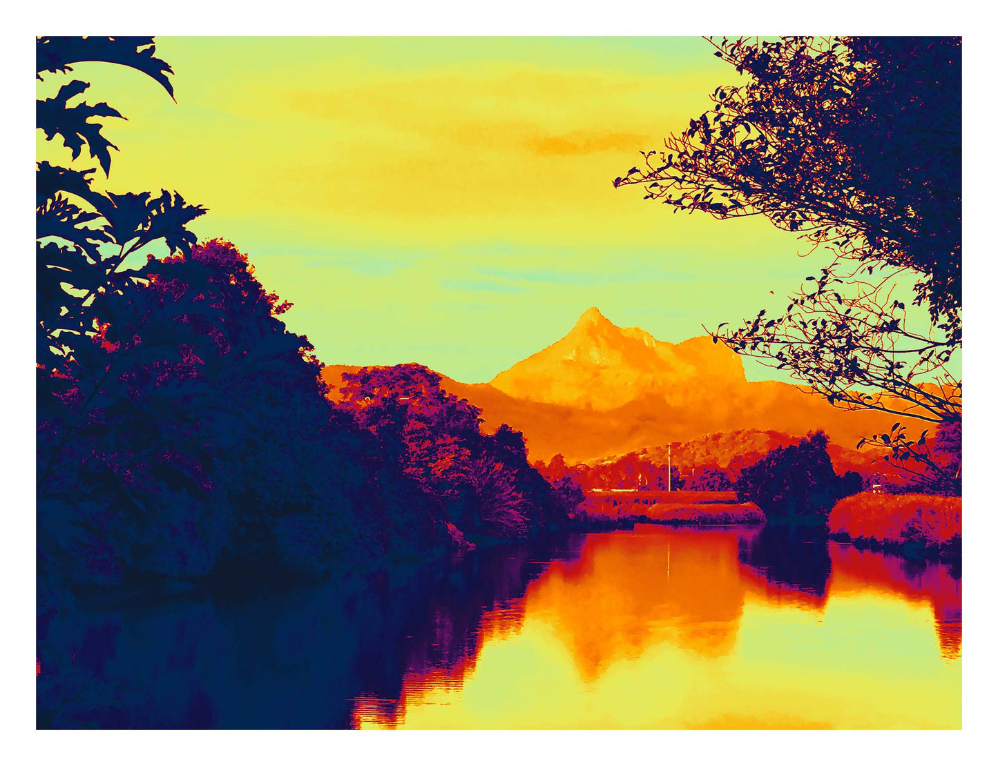 Vivid Country - Murwillumbah - The Daily Drive - Wollumbin Reflection - 90x67.5cm  Horizontal (#197905v5b)
