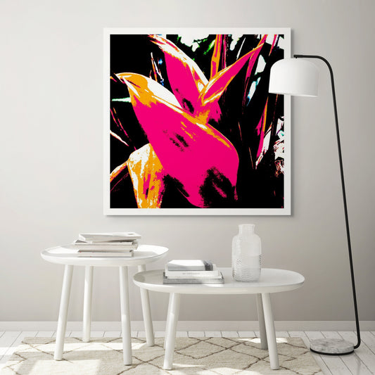 Xtra POP Set - Bird of Paradise 5937v9 - Room View, vibrant Bird of Paradise fine art print with dynamic black and red contrasts, limited edition by Raymond Mather, ART1.