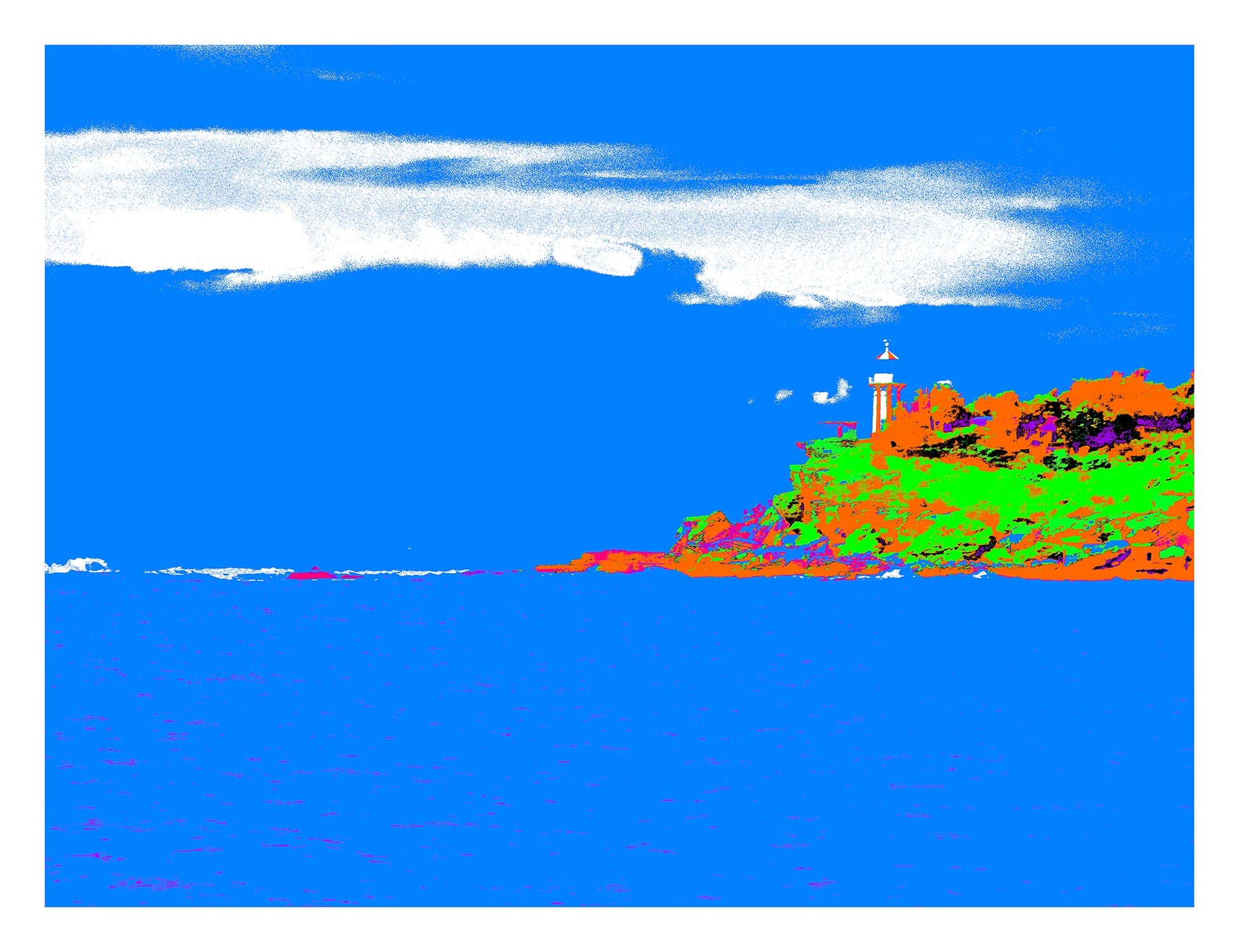 POPscape Sydney - Watsons Bay Lighthouse 3737v20 - 104x81.5cm, vivid blue ocean backdrop, limited edition fine art print.