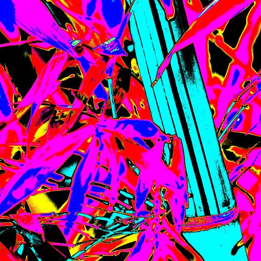 Xtra POP Set - Bamboo - 36904830v5 - Close Detail View, Neon-toned bamboo artwork featuring turquoise stalk and fuchsia-red foliage with bold blue and black accents; graphic Pop Art transformation of a natural jungle scene.