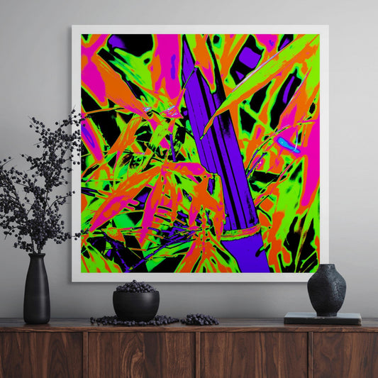 Xtra POP Set - Bamboo - 36904830v7 - Room View, Bold neon reinterpretation of bamboo with vivid green, pink, orange, and deep indigo; high-contrast Pop Art style transforming natural forms into graphic, abstract energy.
