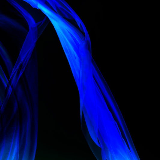 Xtra POP Set - Fabric Flow - Blue - 1936900122v27 - Close Detail View, Abstract blue sheer fabric in motion on a black background. Minimalist and luminous. Limited edition fine art print.