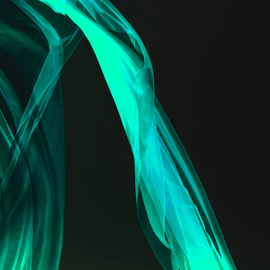 Xtra POP Set - Fabric Flow - Teal - 1936900122v30 - Close Detail View, Flowing teal fabric curves over a black background. Abstract, airy composition in this limited edition fine art print.