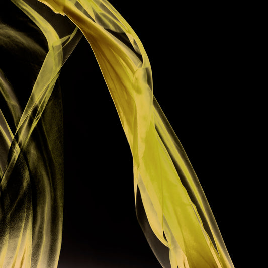 Xtra POP Set - Fabric Flow - Yellow - 1936900122v56 - Close Detail View, Flowing yellow fabric sweeps across a black background in this limited edition fine art print.