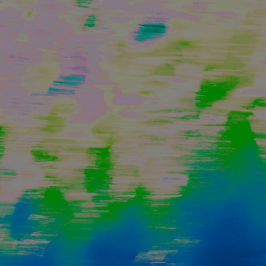 Xtra POP Set - Global Roaming - Oceanic Markings - Coral Sea - 140059v33 - Close Detail View, Abstract coastal artwork with green, lavender, and deep blue hues evoking water movement. Limited edition fine art print.