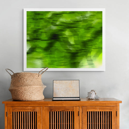 Xtra POP Set - Global Roaming - Oceanic Markings - Coral Sea - 140066v20 - Room View, Abstract water-inspired print in bright greens and chartreuse tones, evoking fluid movement and tropical vibrancy. Limited edition.