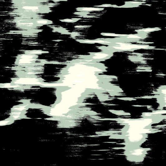 Xtra POP Set - Global Roaming - Oceanic Markings - Coral Sea - 140066v38 - Close Detail View, Abstract artwork with pale green and black high-contrast patterns suggesting sonar or phosphorescent ocean trails. Limited edition.