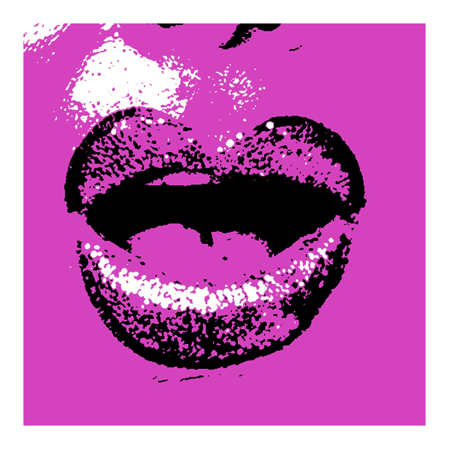 Xtra POP Set - Lips - Lipsync Glitter - 199593v907 - 74x74cm, Pop art magenta lips with white glitter accents and bold black contrast, limited edition fine art print.