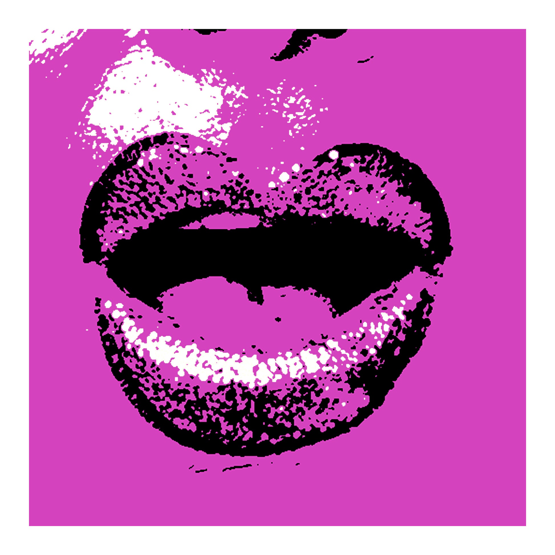 Xtra POP Set - Lips - Lipsync Glitter - 199593v907 - 74x74cm, Pop art magenta lips with white glitter accents and bold black contrast, limited edition fine art print.