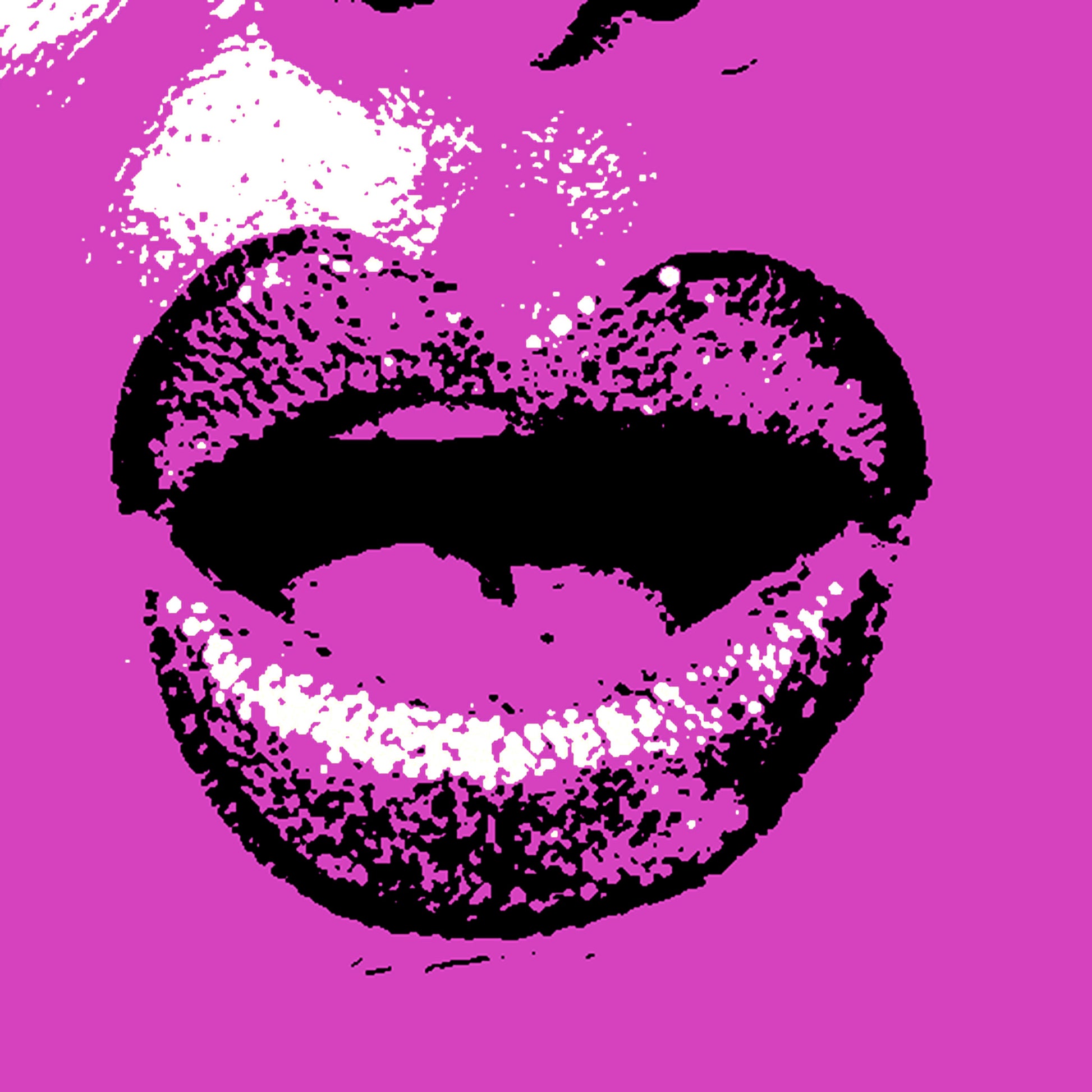 Xtra POP Set - Lips - Lipsync Glitter - 199593v907 - 60x60cm, Pop art magenta lips with white glitter accents and bold black contrast, limited edition fine art print.