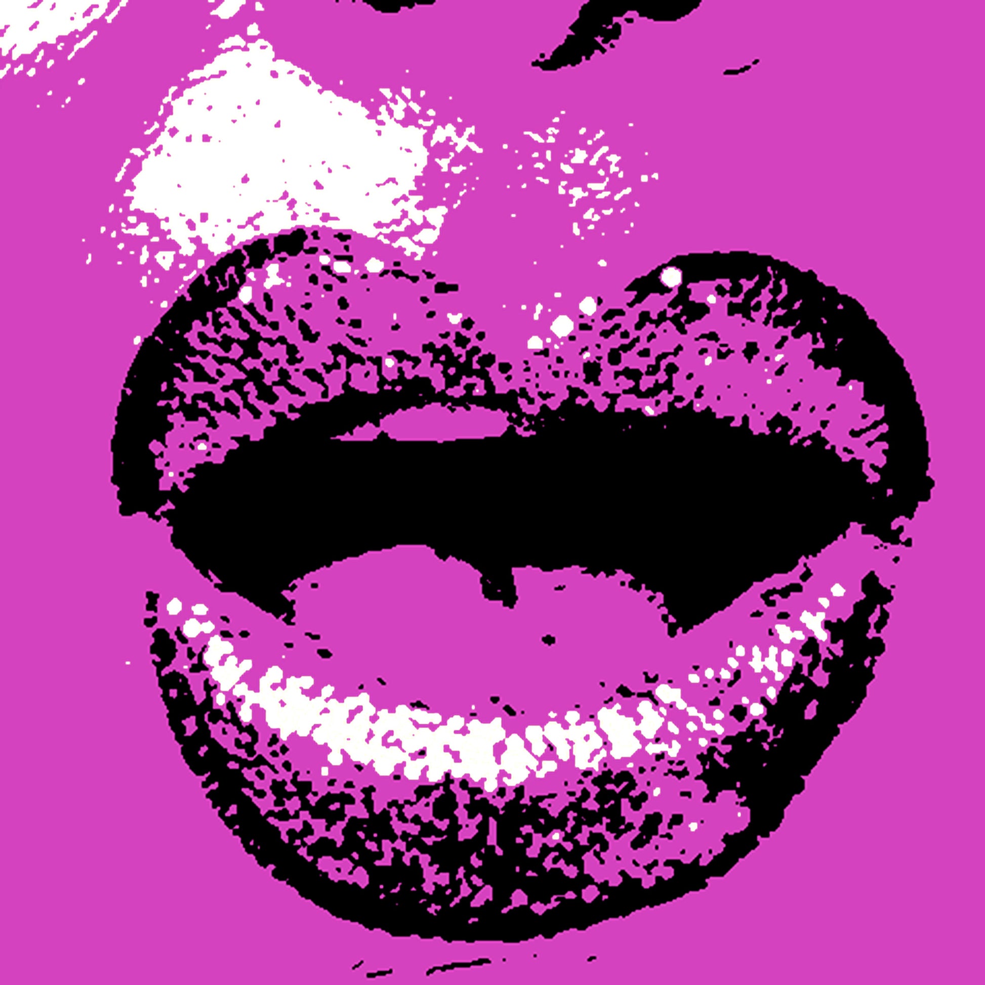 Xtra POP Set - Lips - Lipsync Glitter - 199593v907 - Close Detail View, Pop art magenta lips with white glitter accents and bold black contrast, limited edition fine art print.