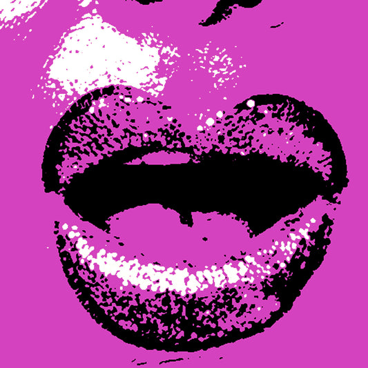 Xtra POP Set - Lips - Lipsync Glitter - 199593v907 - Close Detail View, Pop art magenta lips with white glitter accents and bold black contrast, limited edition fine art print.