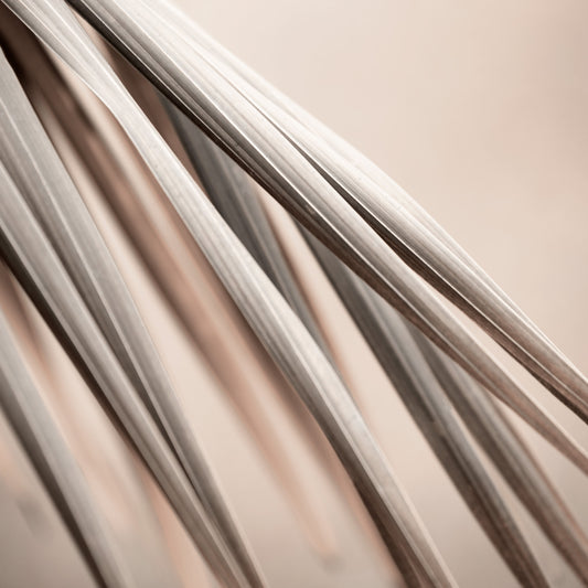 Xtra POP Set - Palm Frond - 190151av21 - Close Detail View, Palm frond artwork in warm beige and stone tones with elegant diagonal lines, evoking calm, earthiness, and subtle sophistication.