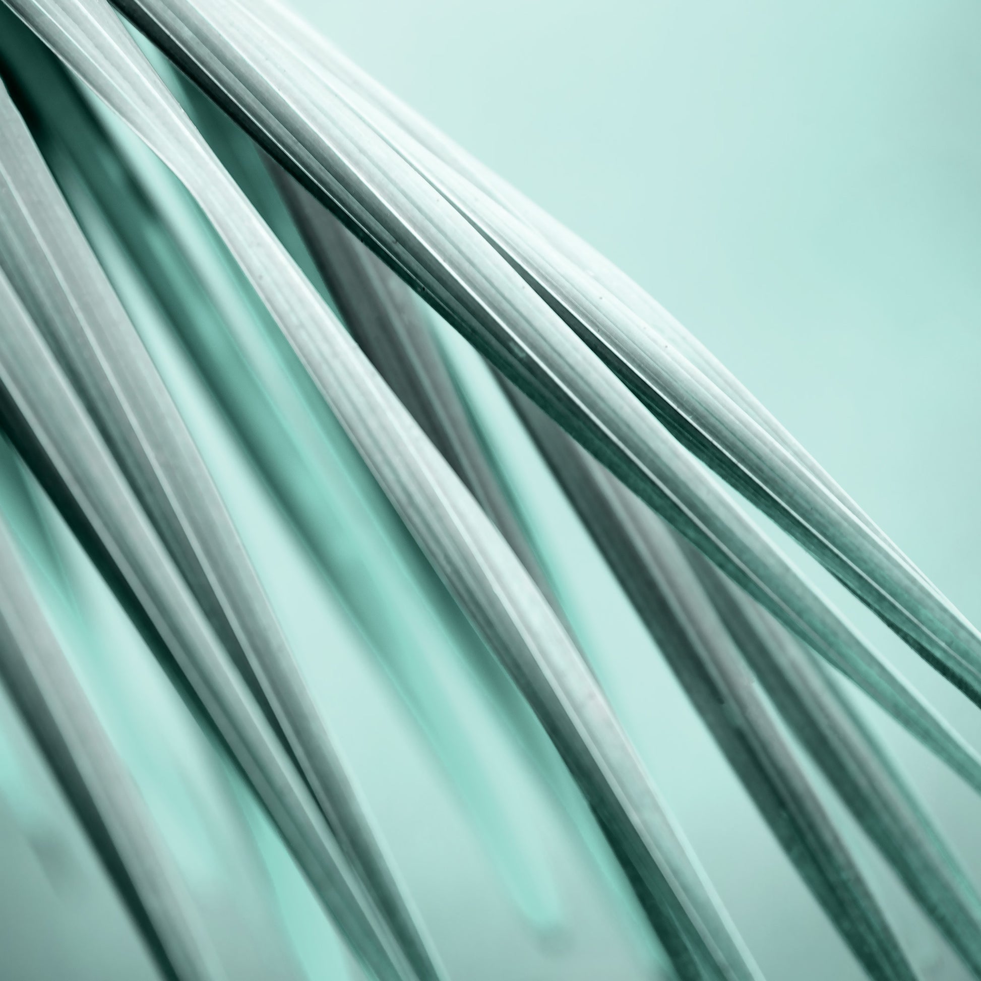 Xtra POP Set - Palm Frond - 190151av23 - Close Detail View, Palm frond artwork in soft jade and seafoam tones, featuring fluid diagonal lines and a serene, minimal composition.