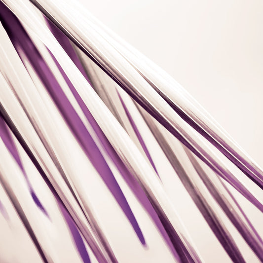 Xtra POP Set - Palm Frond - 190151bv27 - Close Detail View, Palm frond artwork in cream and plum tones, with flowing diagonal lines and a soft, abstract elegance.